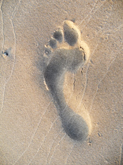Fußspur am Sandstrand